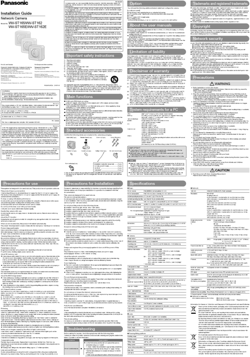 Panasonic WV-ST165 User manual