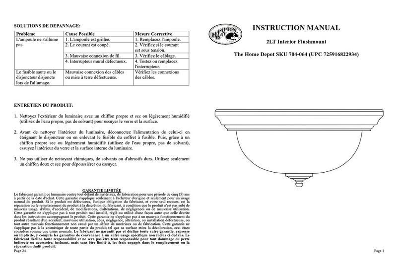 HAMPTON BAY SKU 704-064 instruction manual