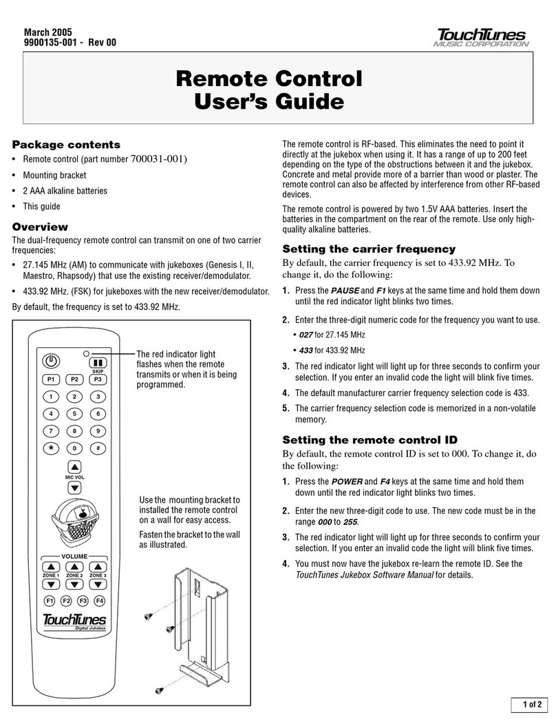 TouchTunes Remote Control user guide TouchTunes Remote Control user guide