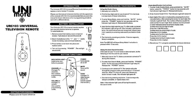 UNI mote URC103 instruction manual