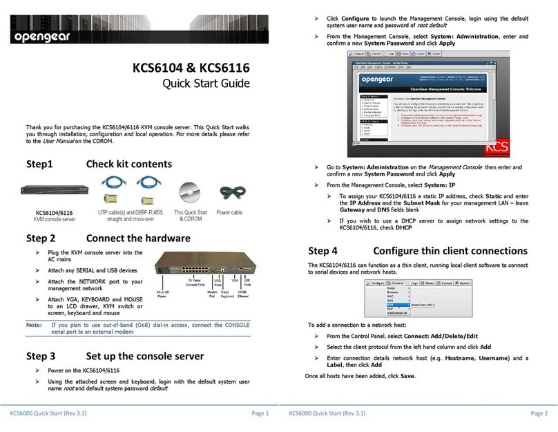 Opengear KCS6104 quick start guide