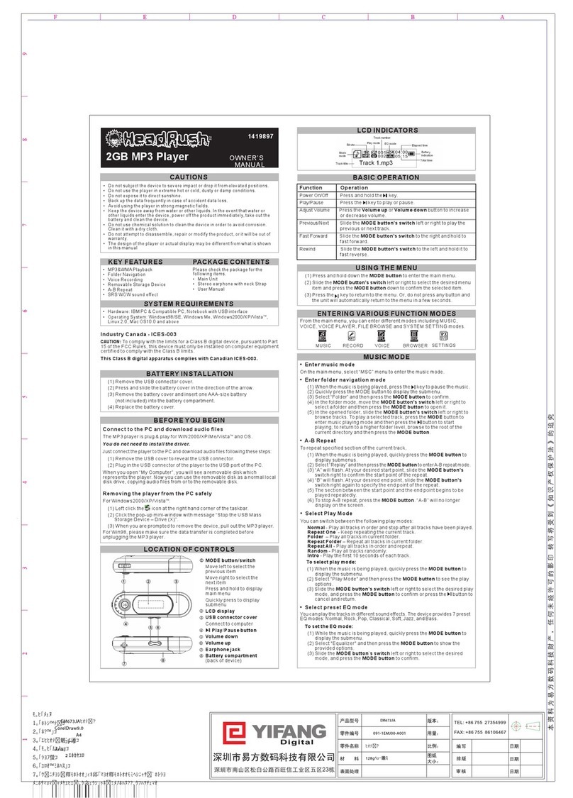 Yifang HeadRush 1419897 owner's manual