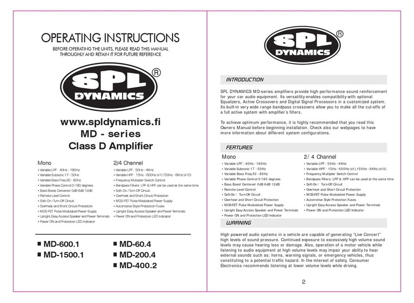 SPL Dynamics MD-600.1 operating instructions