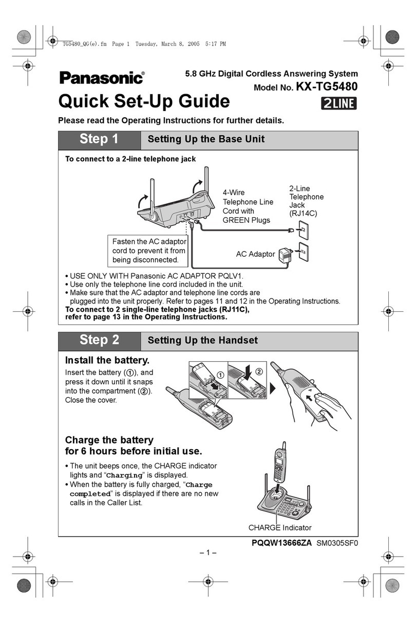 Panasonic KX-TG5480 Quick setup guide