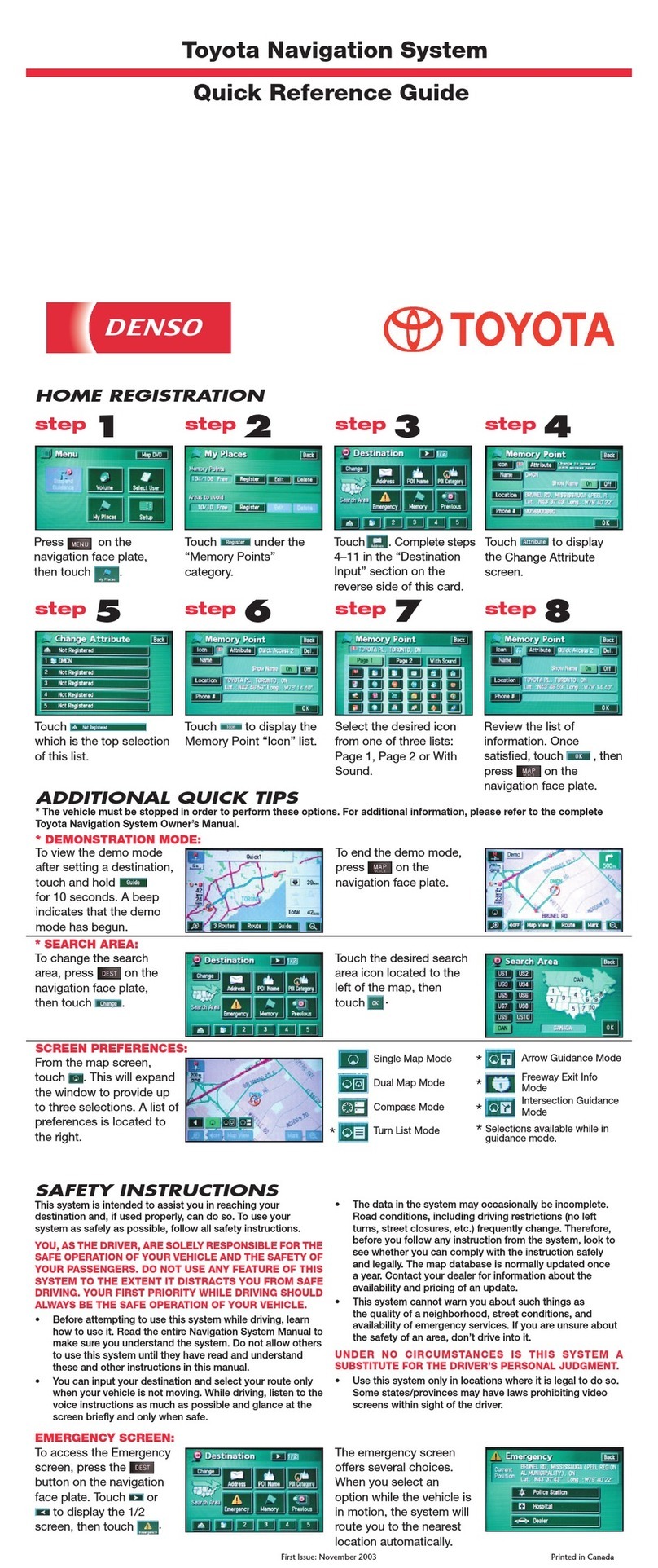 Toyota Toyota navigation system Quick reference guide
