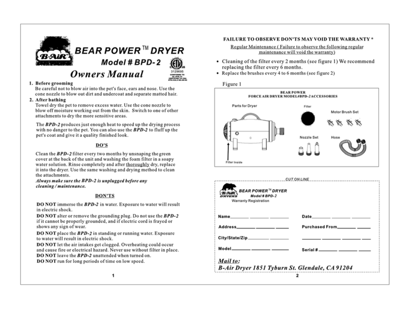 B-Air BEAR POWER BPD-2 owner's manual