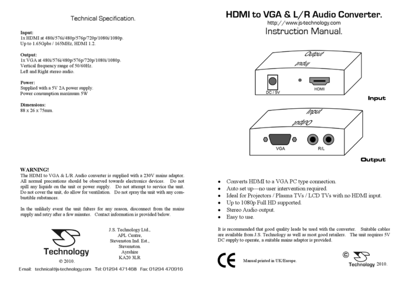 J.S. Technology HDMI to VGA & L/R instruction manual