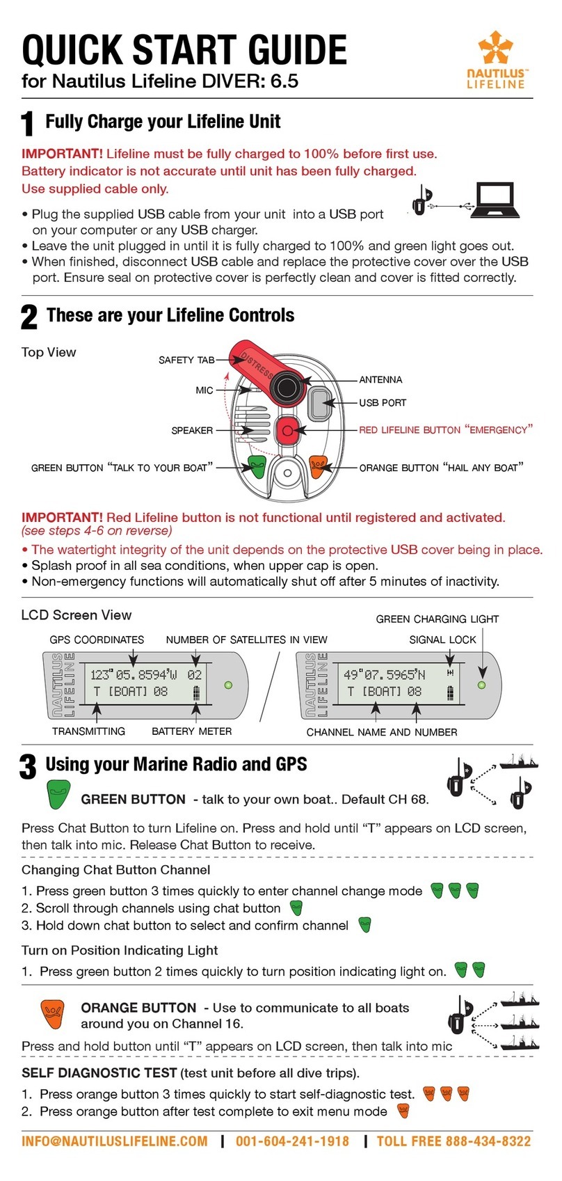 Nautilus Lifeline DIVER 6.5 quick start guide