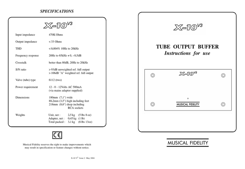 Musical Fidelity X-10 V3 User manual