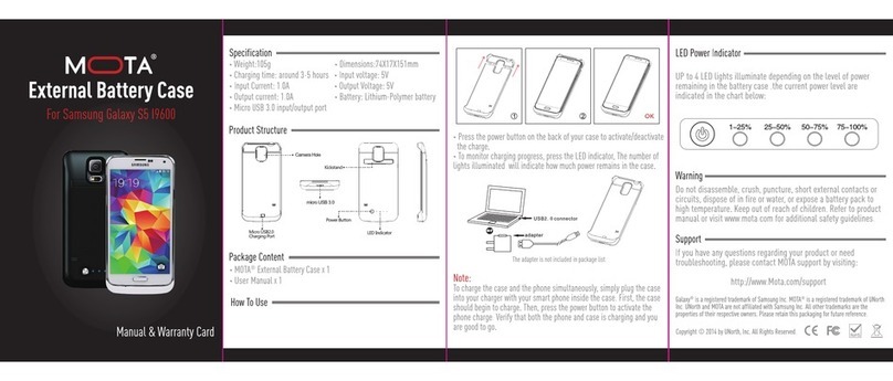 MOTA External Battery Case Manual & warranty card