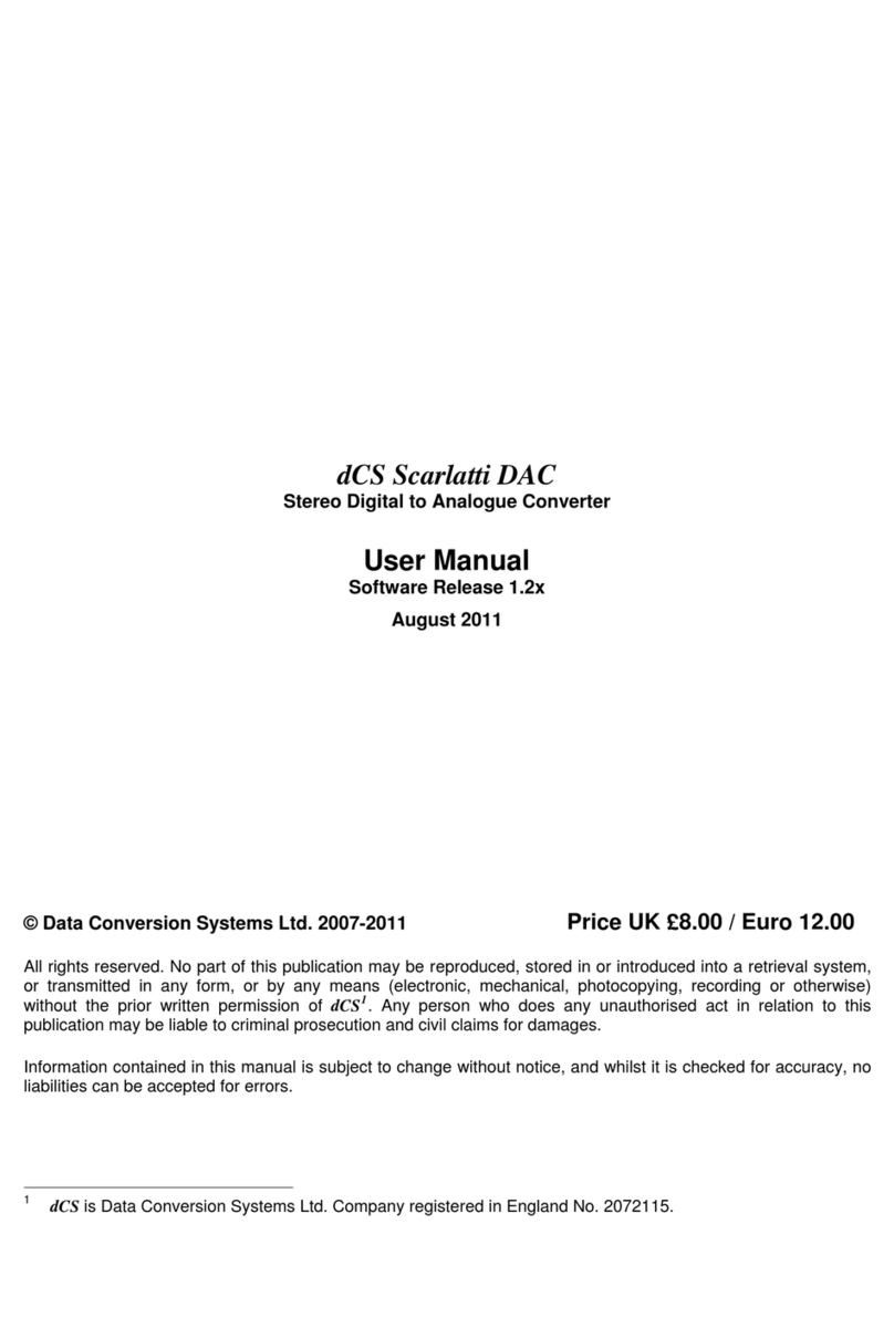 Data Conversion Systems DCS SCARLATTI DAC user manual