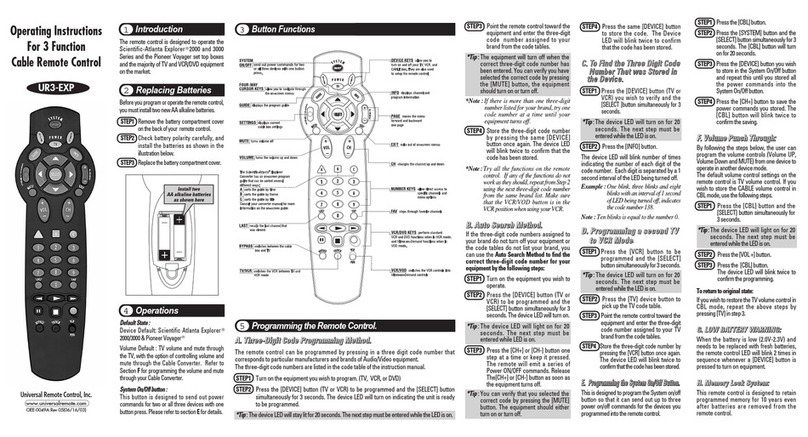 Universal Remote Control UR3-EXP User manual Universal Remote Control UR3-EXP User manual