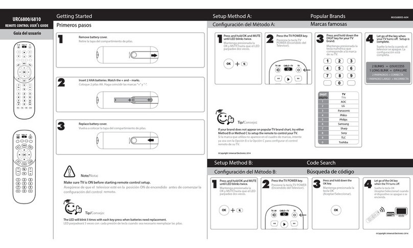 One Forall Cinema 6+ URC 6800 User manual