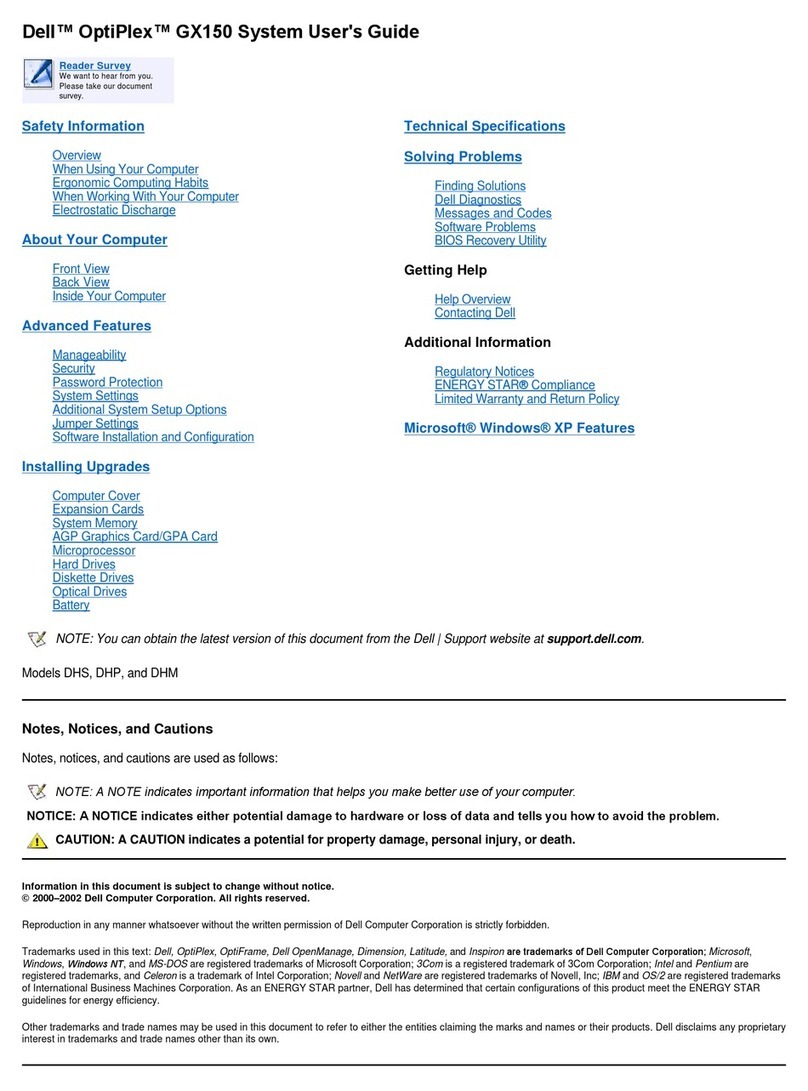 Dell OptiPlex GX150 User manual