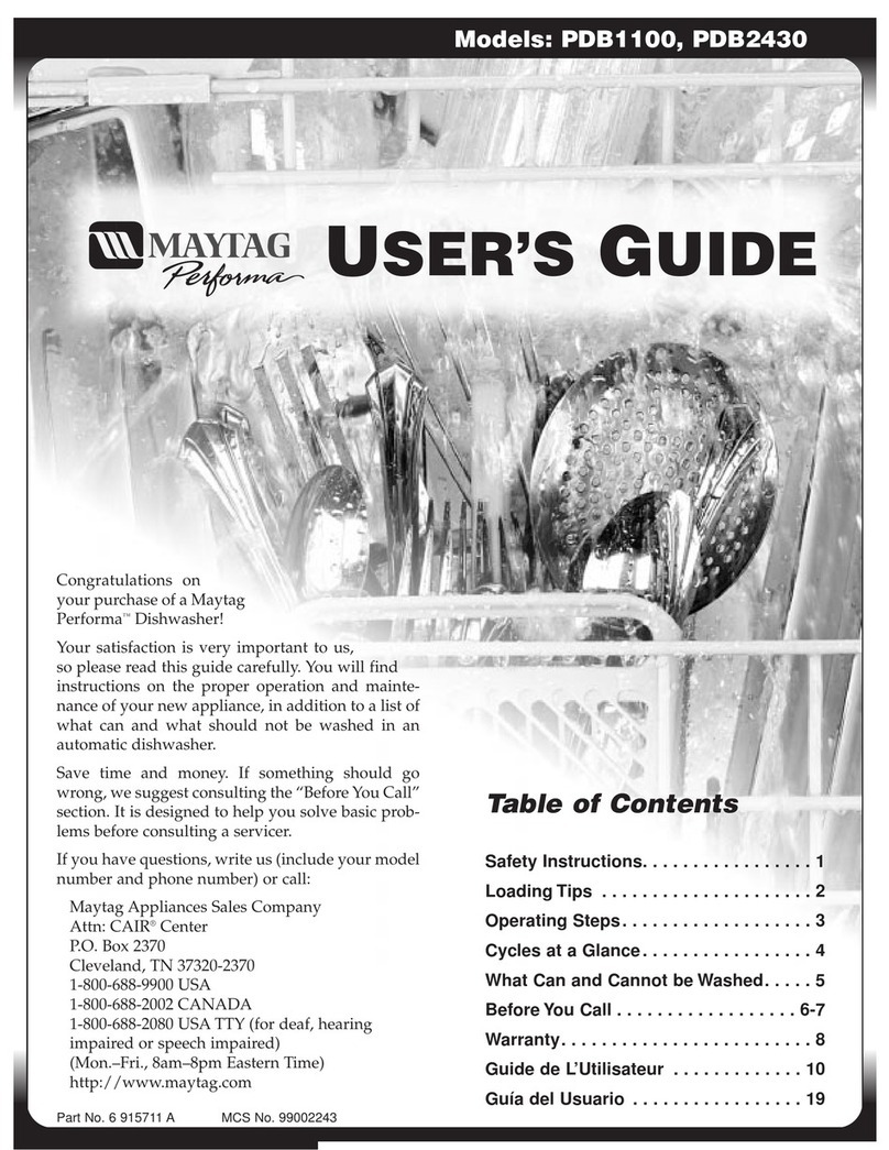 Maytag Performa PDB1100 User manual