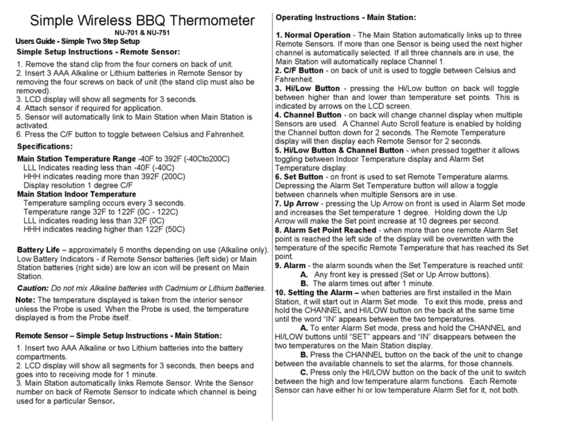NU Temp NU-701 user guide