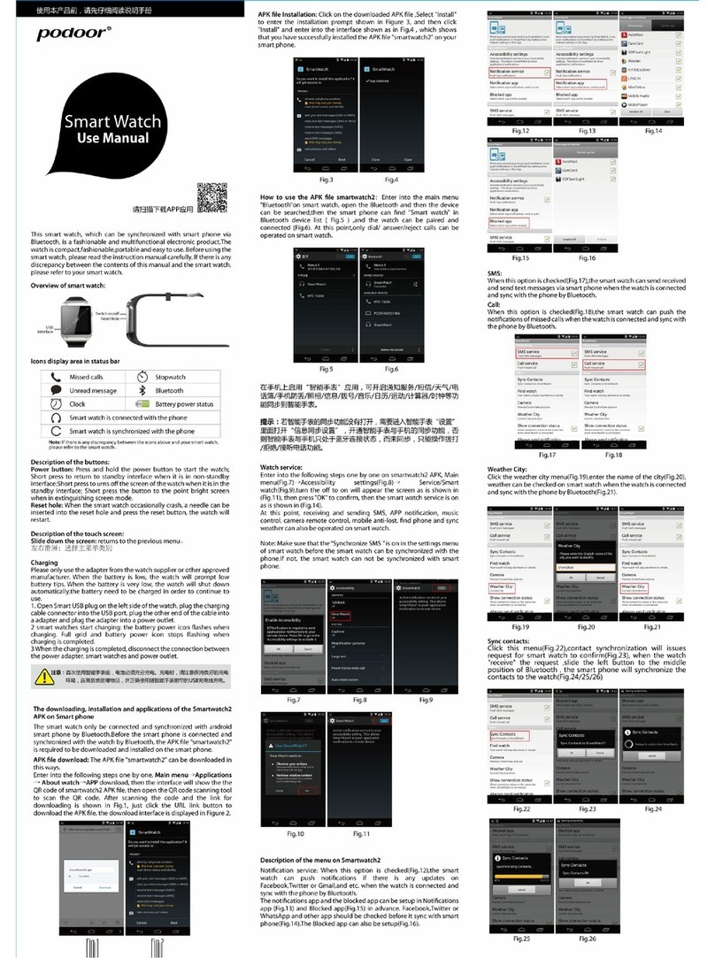 Podoor Smart Watch Use manual
