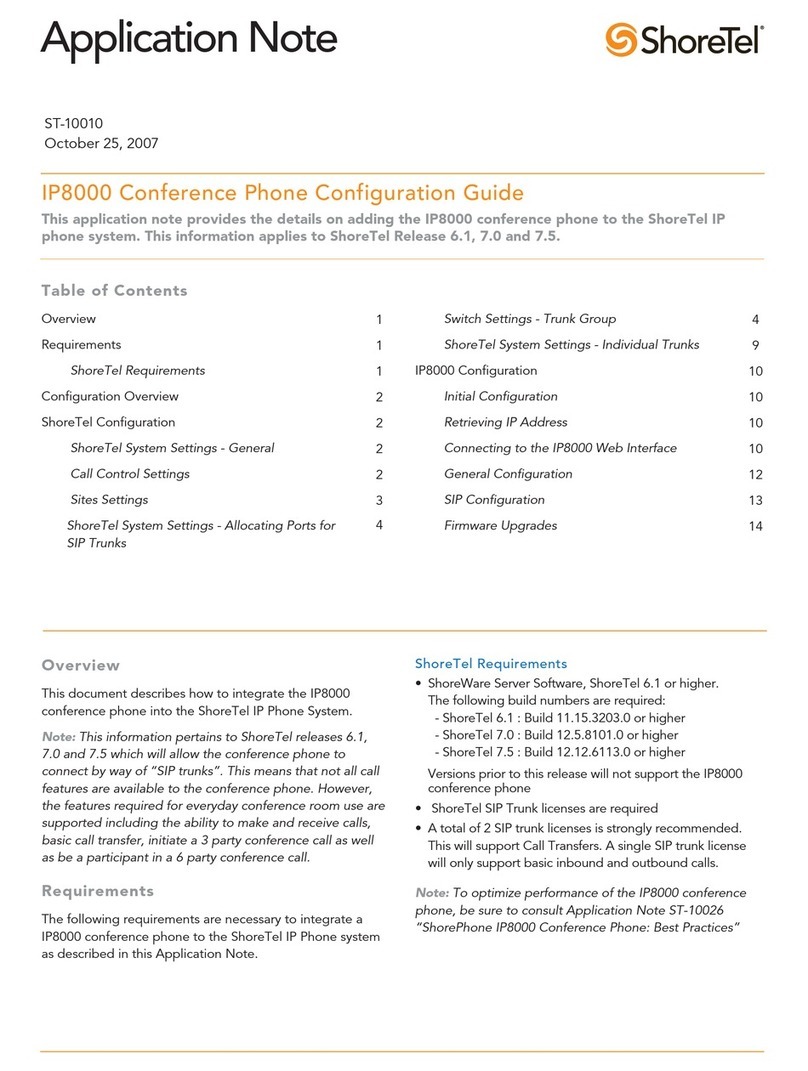 SHORE TEL ShorePhone IP 8000 Application note