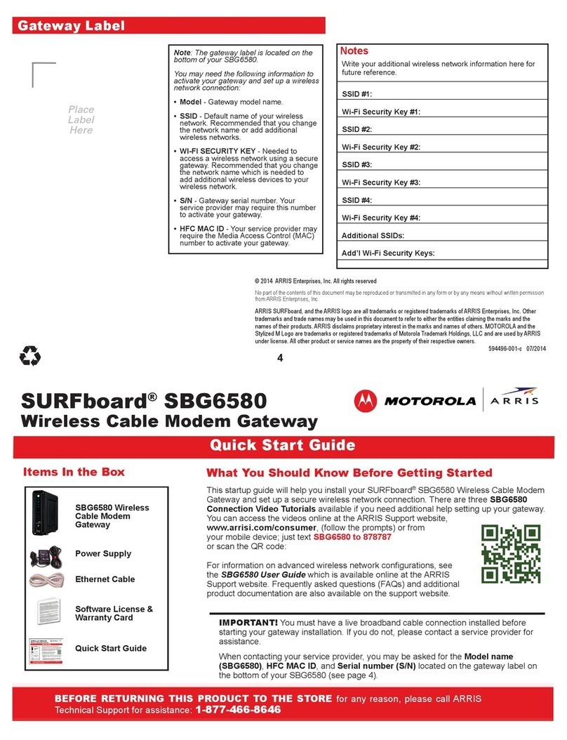SURFboard SBG6580 quick start guide SURFboard SBG6580 quick start guide