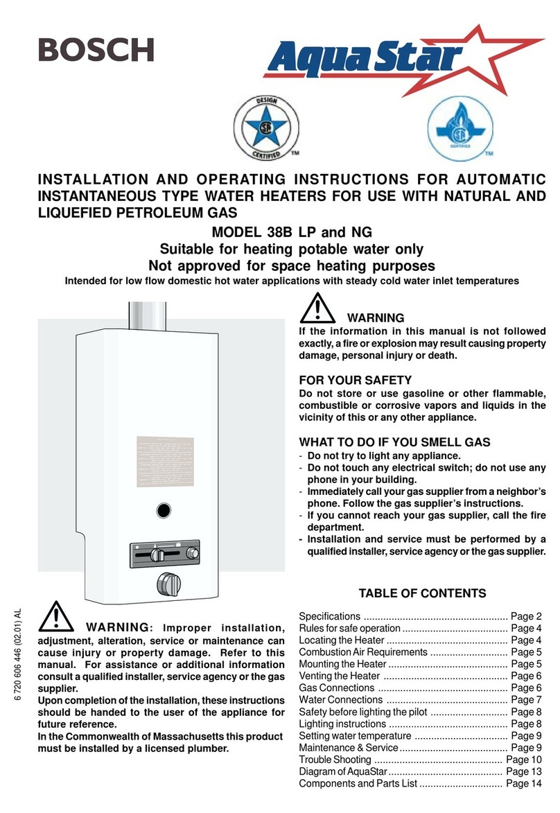 Bosch AquaStar 38B LP Installation and operating instructions
