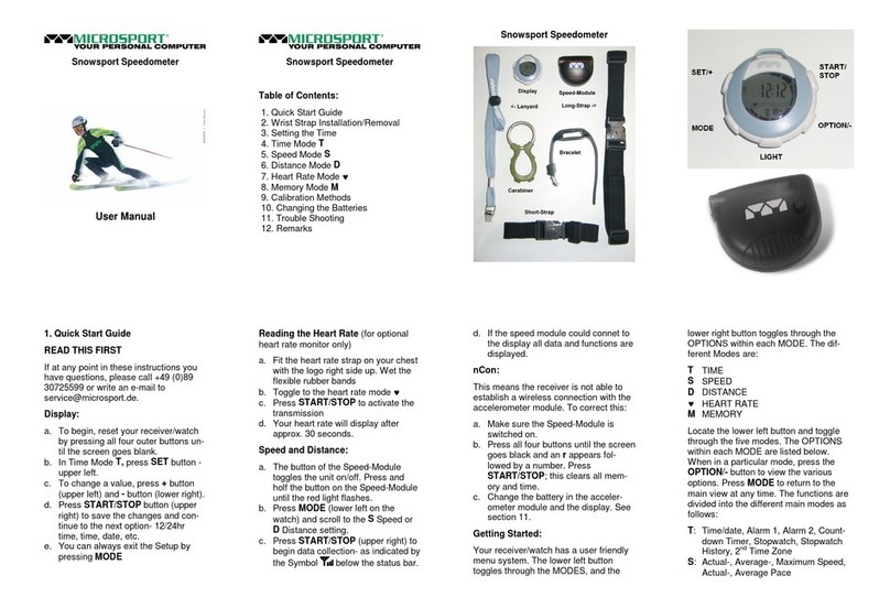 Microsport Snowsport Speedometer user manual