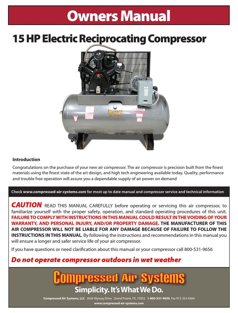 Compressed Air Systems 15 HP Electric Reciprocating Compressor owner's manual
