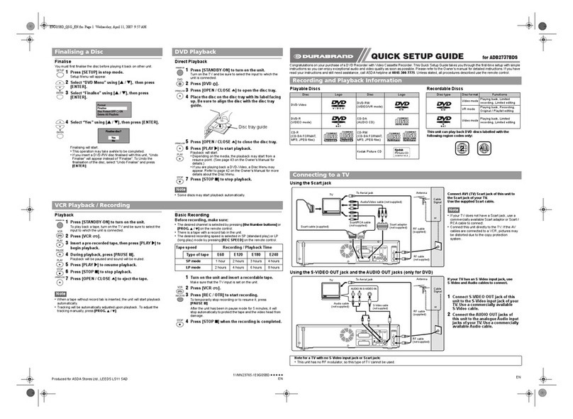 Durabrand ADB2737BDS Quick setup guide