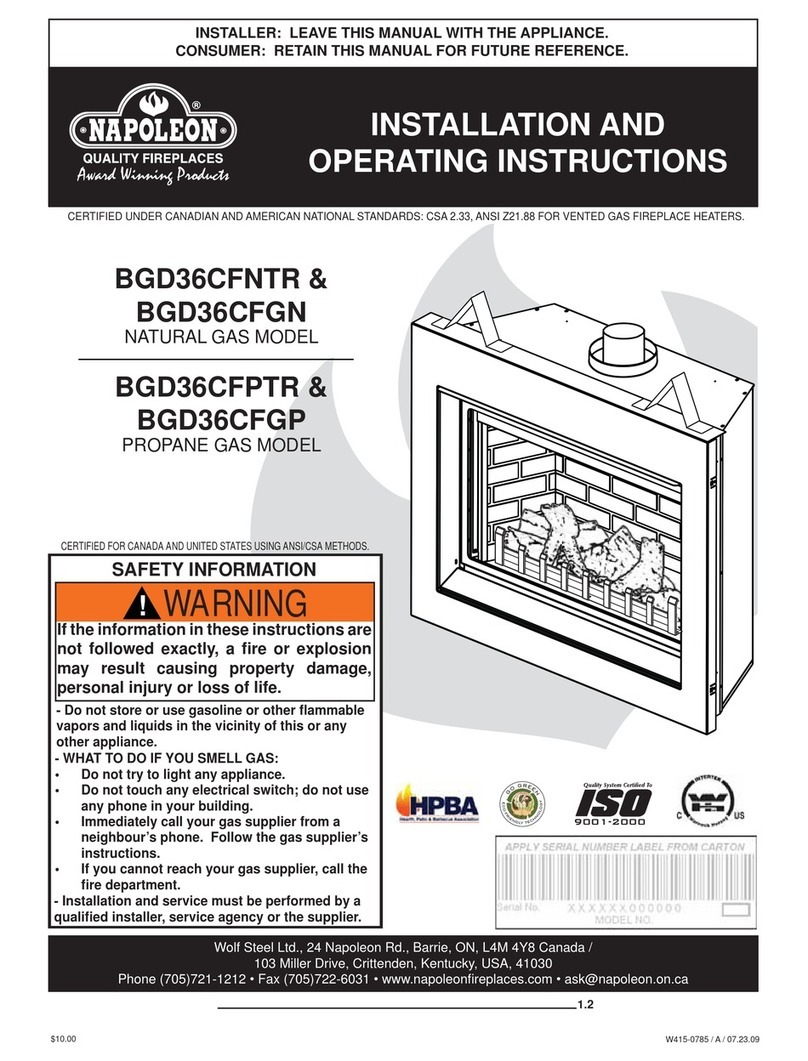 Napoleon BGD36CFNTR Installation and operating instructions
