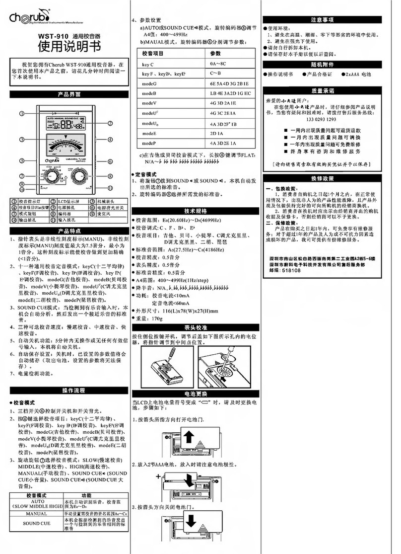 Cherub WST-910 owner's manual