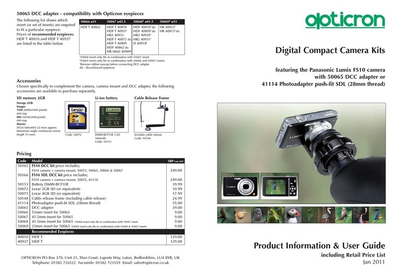 Opticron Digital Compact Camera Kits Product information & user guide Opticron Digital Compact Camera Kits Product information & user guide