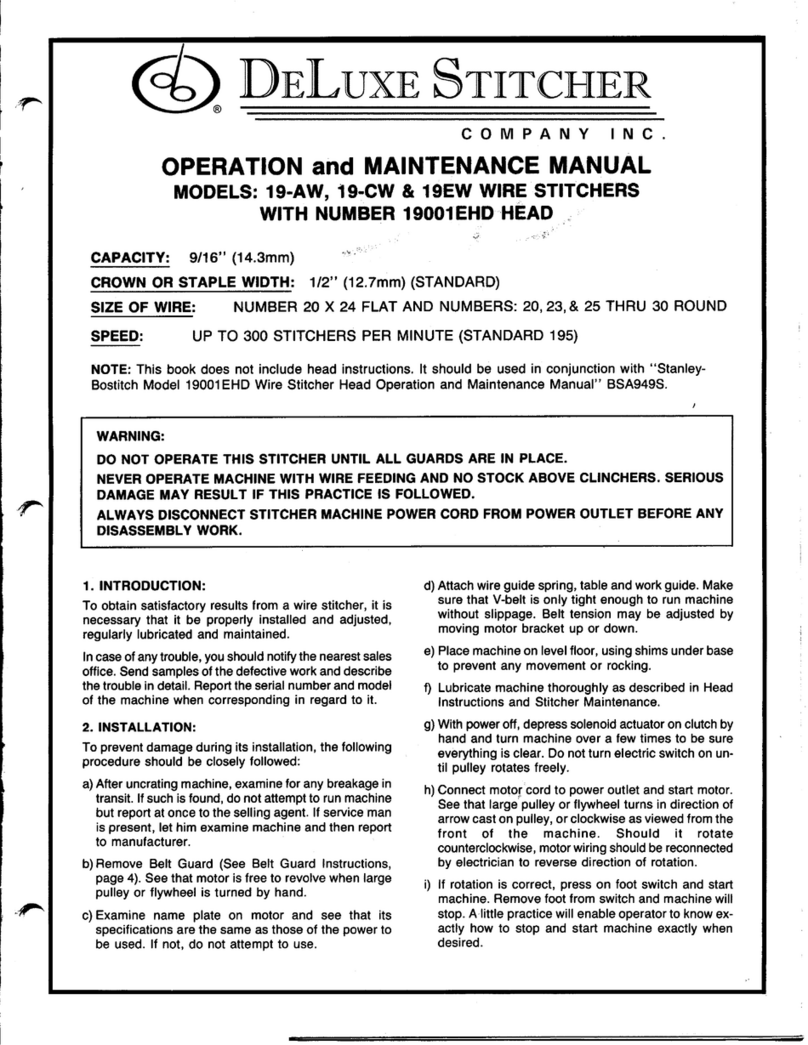 DeLuxe Stitcher 19-aw Operation and maintenance manual