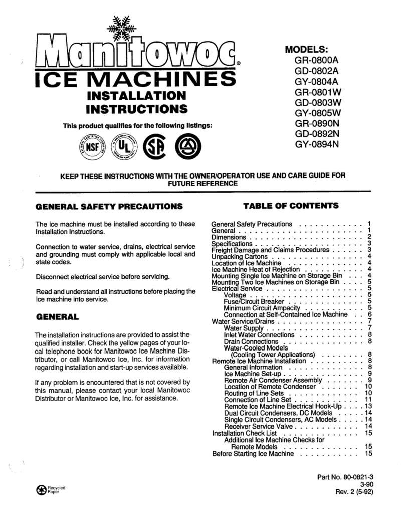 Manitowoc GR-0800A User manual Manitowoc GR-0800A User manual