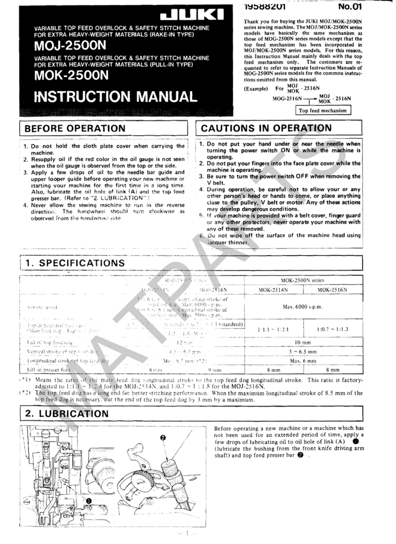 JUKI MOJ 2500N series instruction manual