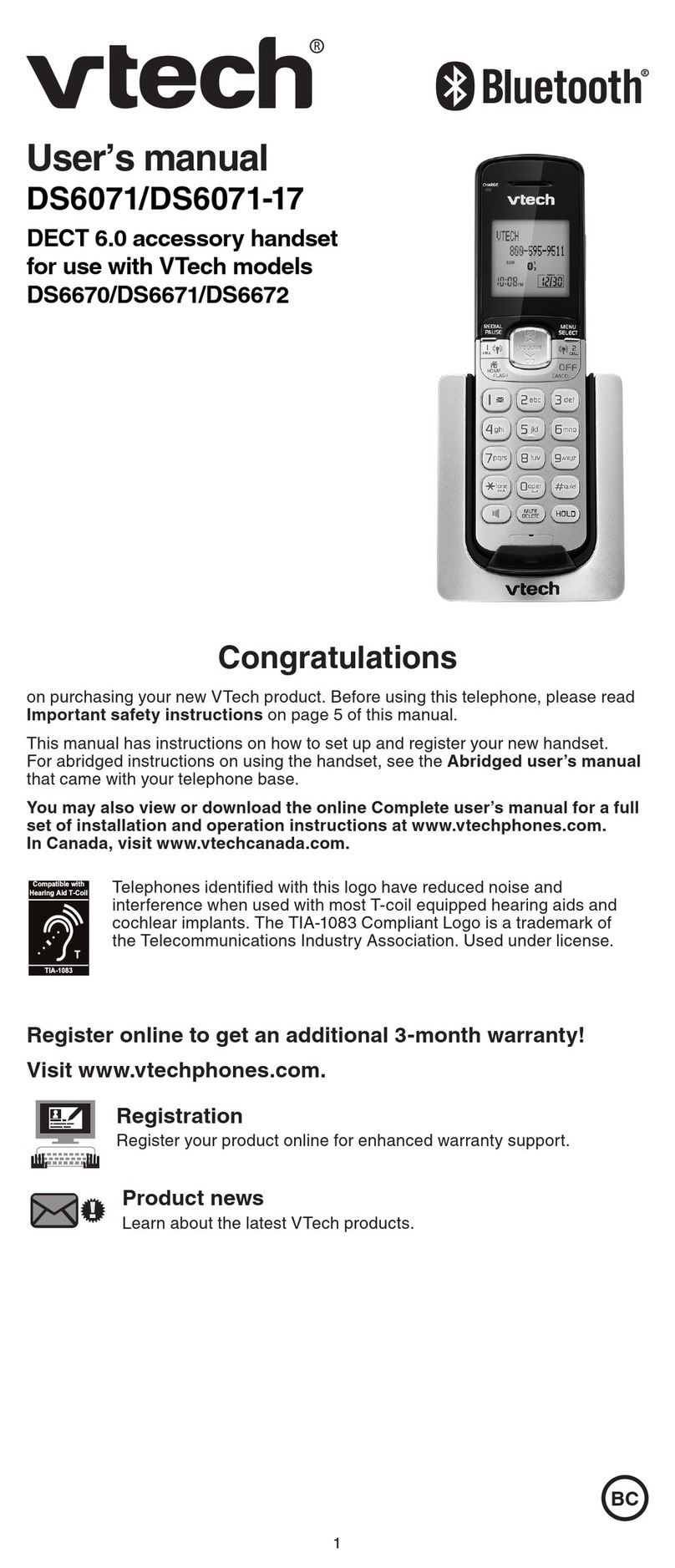 V-tech DS6071-17 User manual