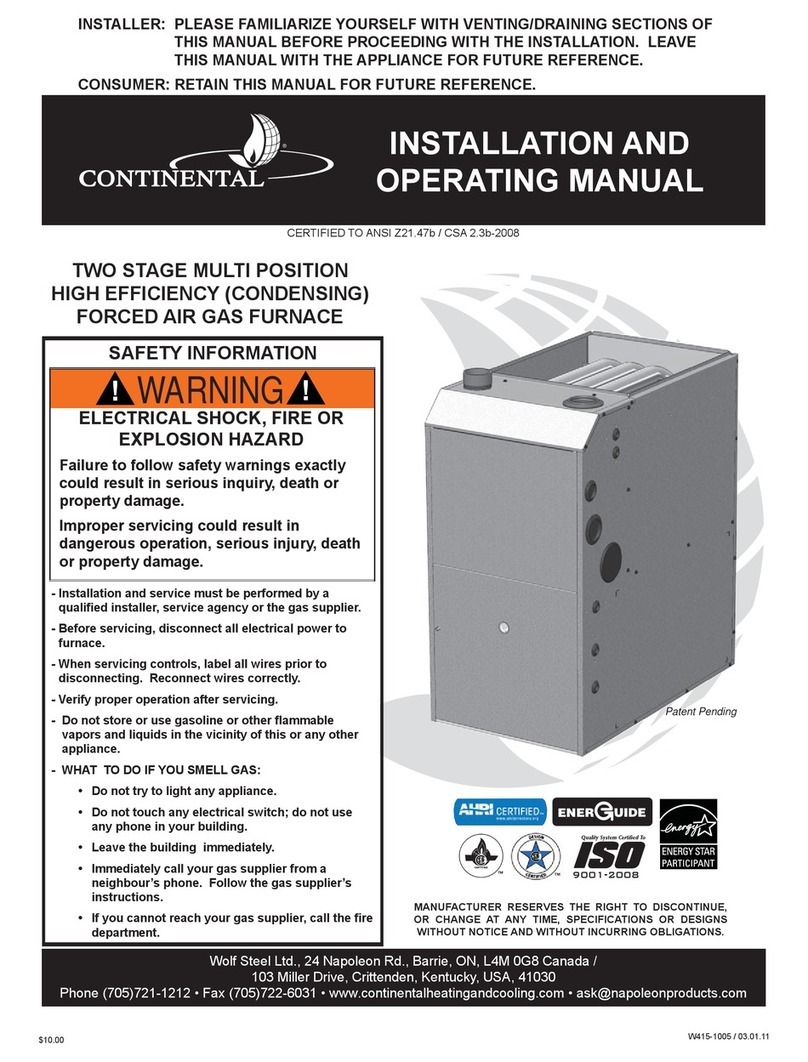 Continental Refrigerator TWO STAGE MULTI POSITION HIGH EFFICIENCY (CONDENSING) FORCED AIR GAS... Installation and operating manual Continental Refrigerator TWO STAGE MULTI POSITION HIGH EFFICIENCY (CONDENSING) FORCED AIR GAS... Installation and operating manual
