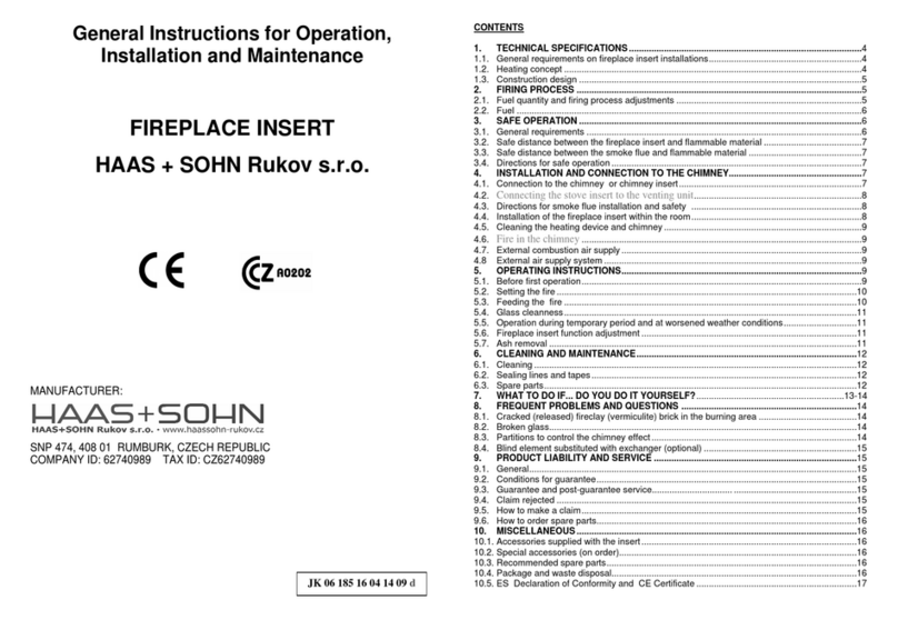 Haas+Sohn FIREPLACE INSERT General instructions for operation, installation and maintenance Haas+Sohn FIREPLACE INSERT General instructions for operation, installation and maintenance