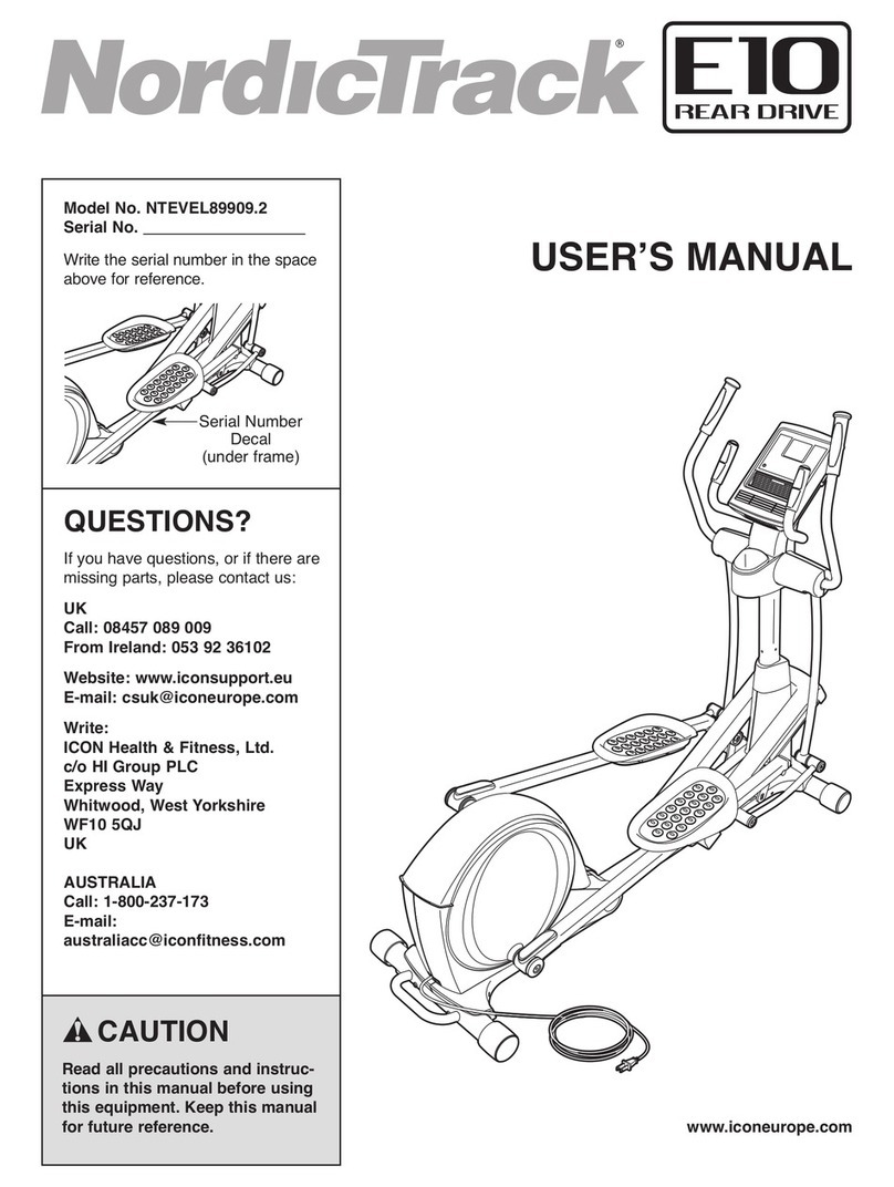 NordicTrack E10 REAR DRIVE NTEVEL89909.2 user manual