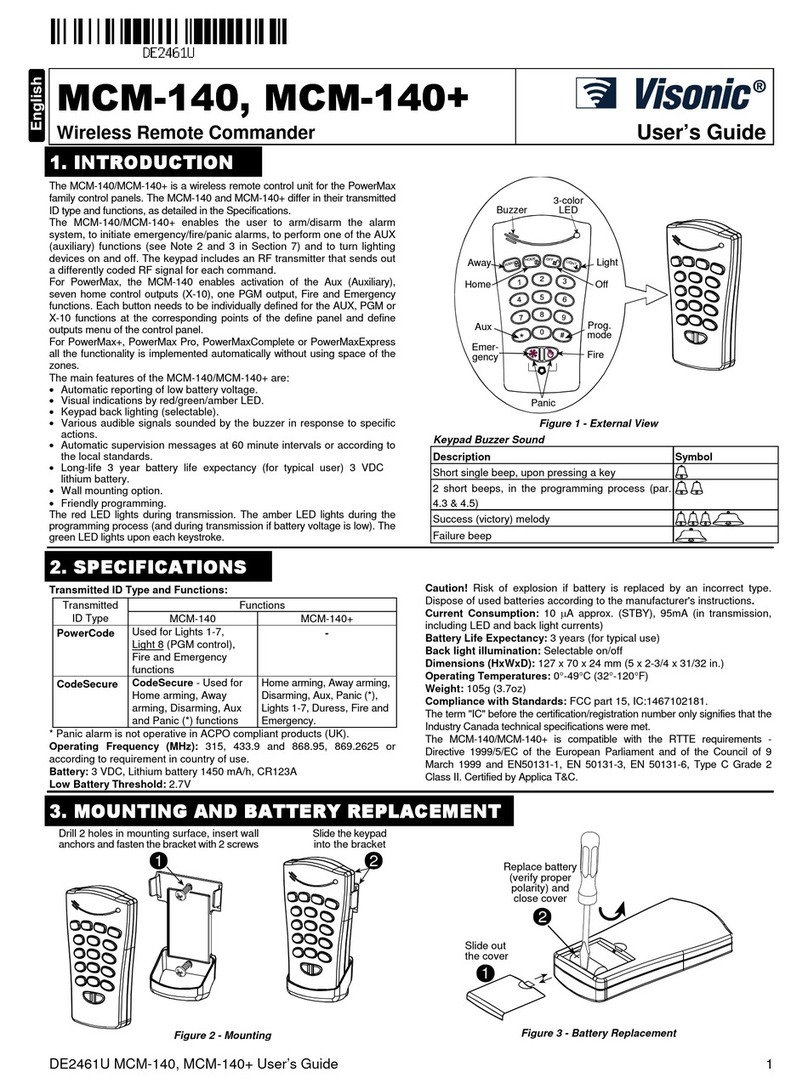 Visonic MCM-140 User manual
