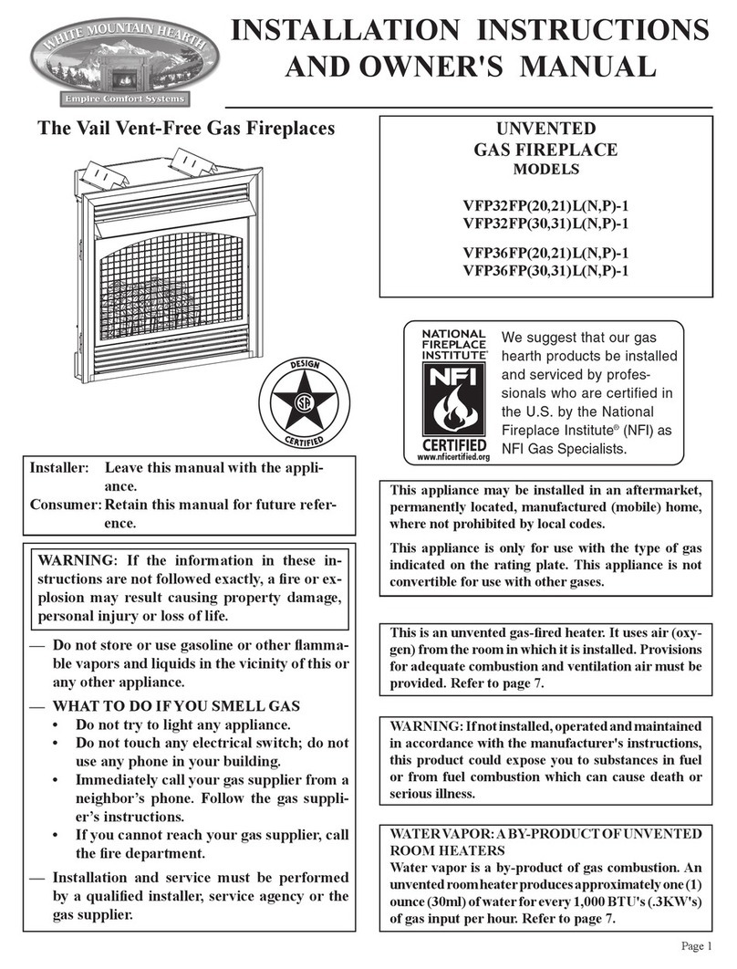 White Mountain Hearth VFP32FP(20 Installation instructions and owner's manual