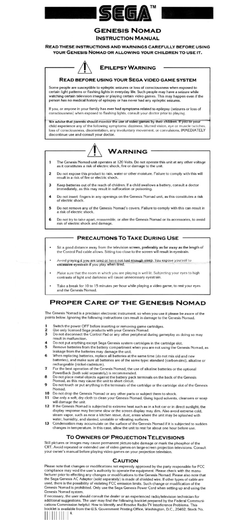 Sega Genesis Nomad User manual