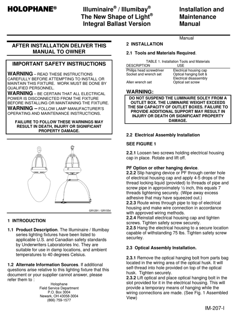 HOLOPHANE Illuminaire installation instructions