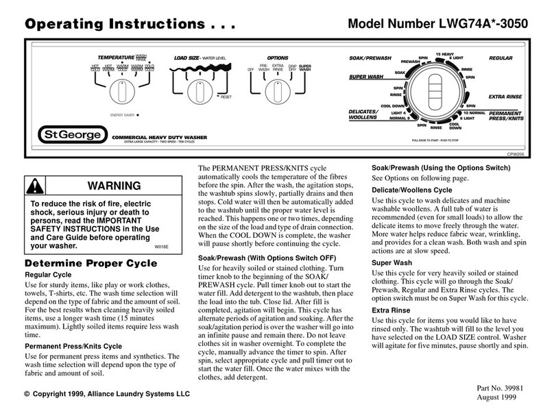 St George LWG74A*-3050 operating instructions