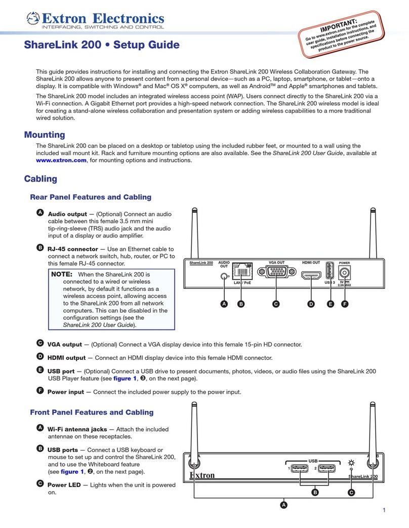 Extron electronics ShareLink 200 Setup guide