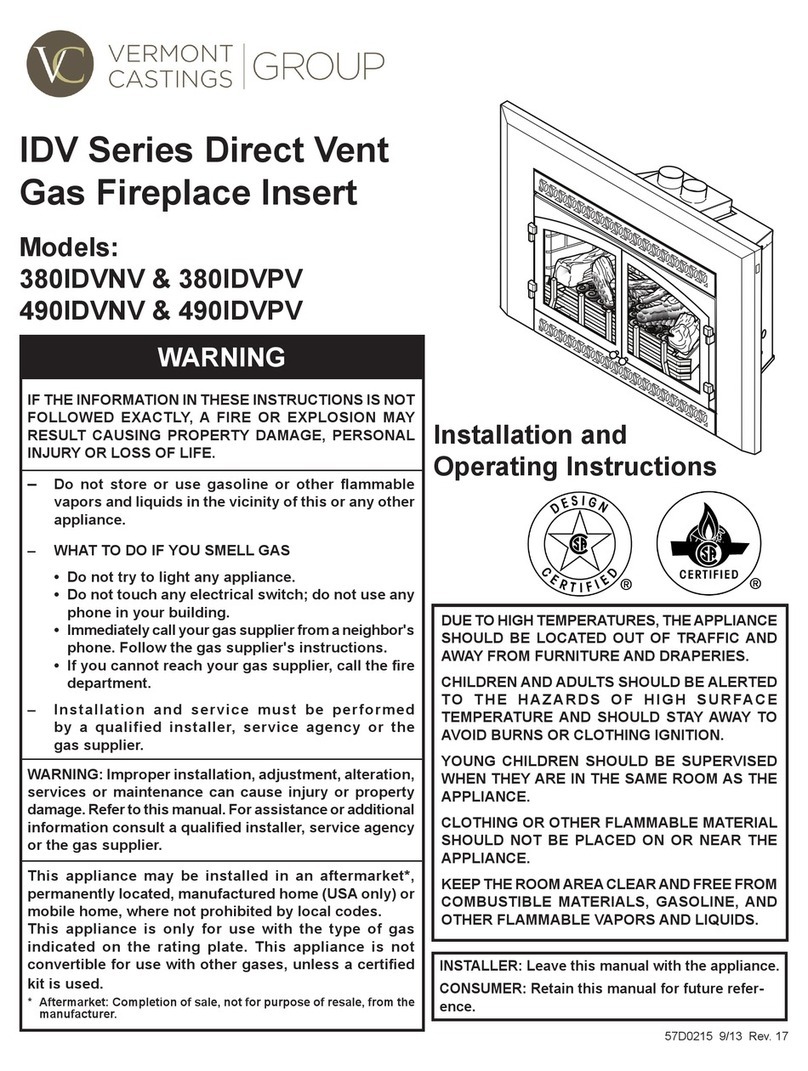 Vermont Castings 380IDVNV Installation and operating instructions