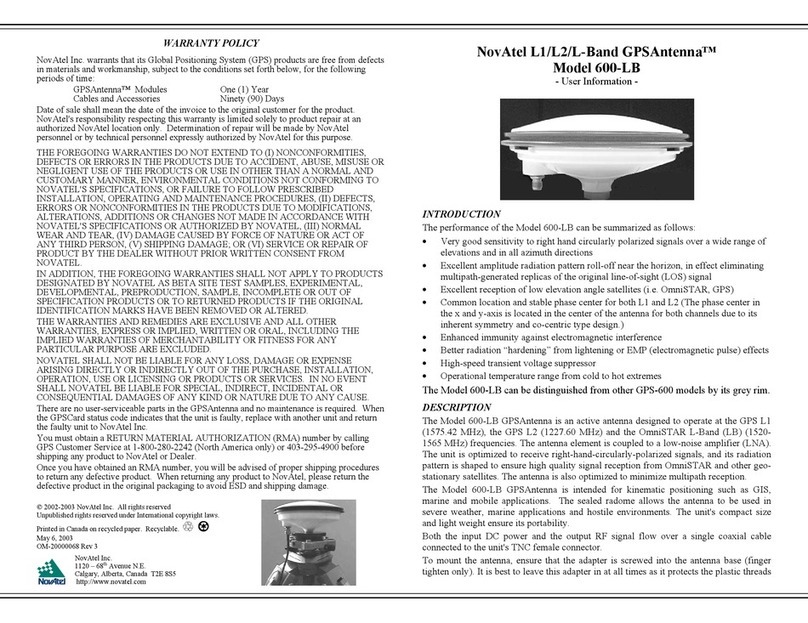 Novatel 600-LB User information Novatel 600-LB User information