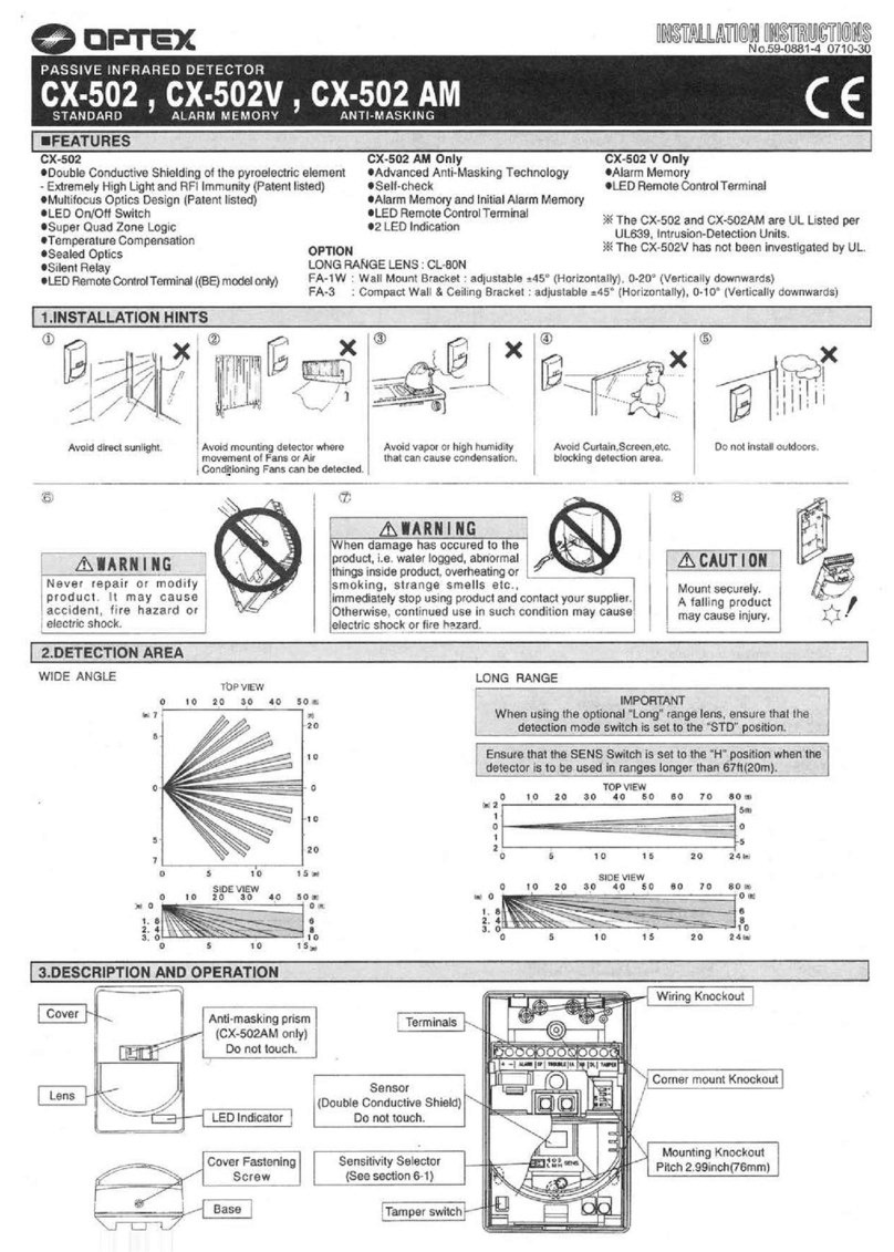 Optex CX-502 installation instructions