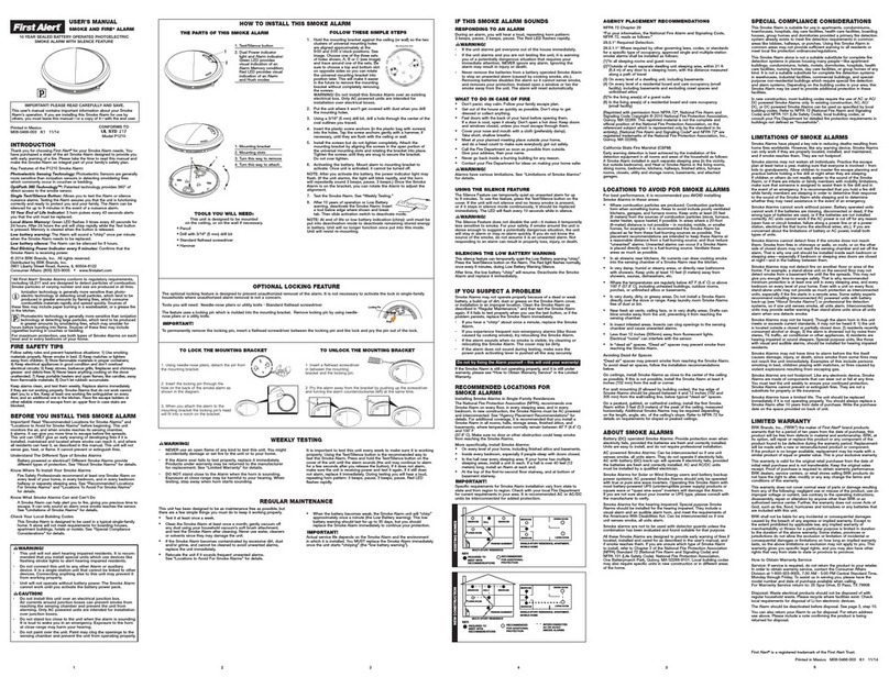 First Alert SMOKE AND FIRE* ALARM user manual