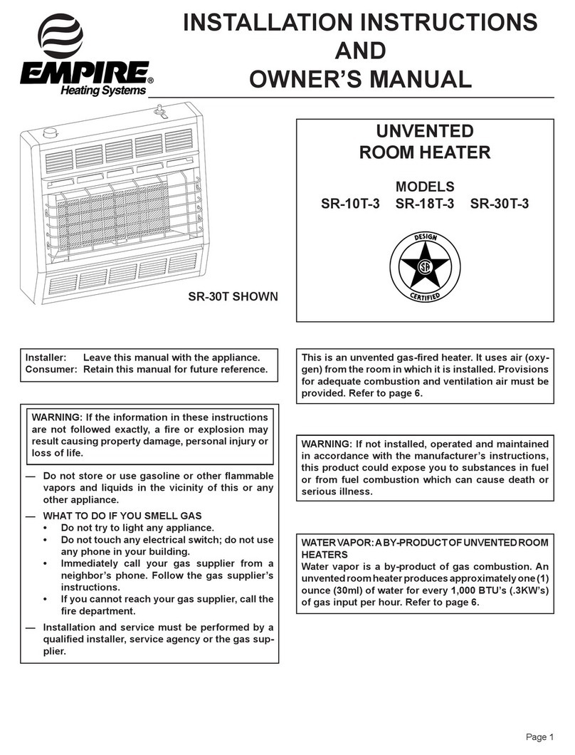 Empire Heating Systems SR-10T-3 Installation instructions and owner's manual