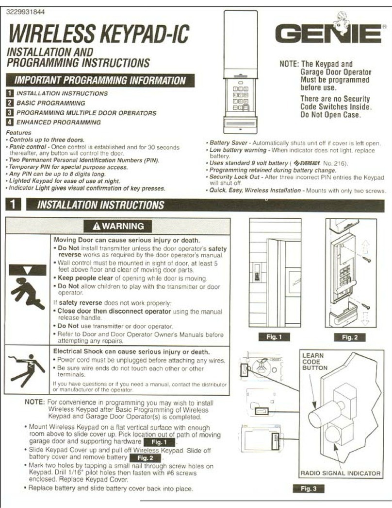 Genie Wireless Keypad-IC Installation and programming instructions