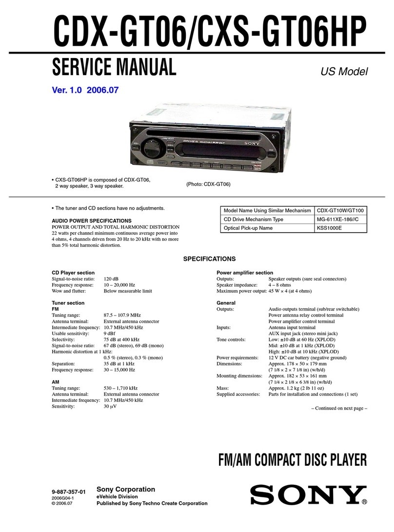 Sony CDX-GT06 - Fm/am Compact Disc Player Service manual